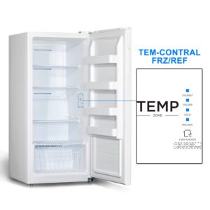 Techomey Frost Free Upright Freezer/Refrigerator 13.8 Cu.Ft, Standing Freezer with Front Single Door for Garage, No Handle, White