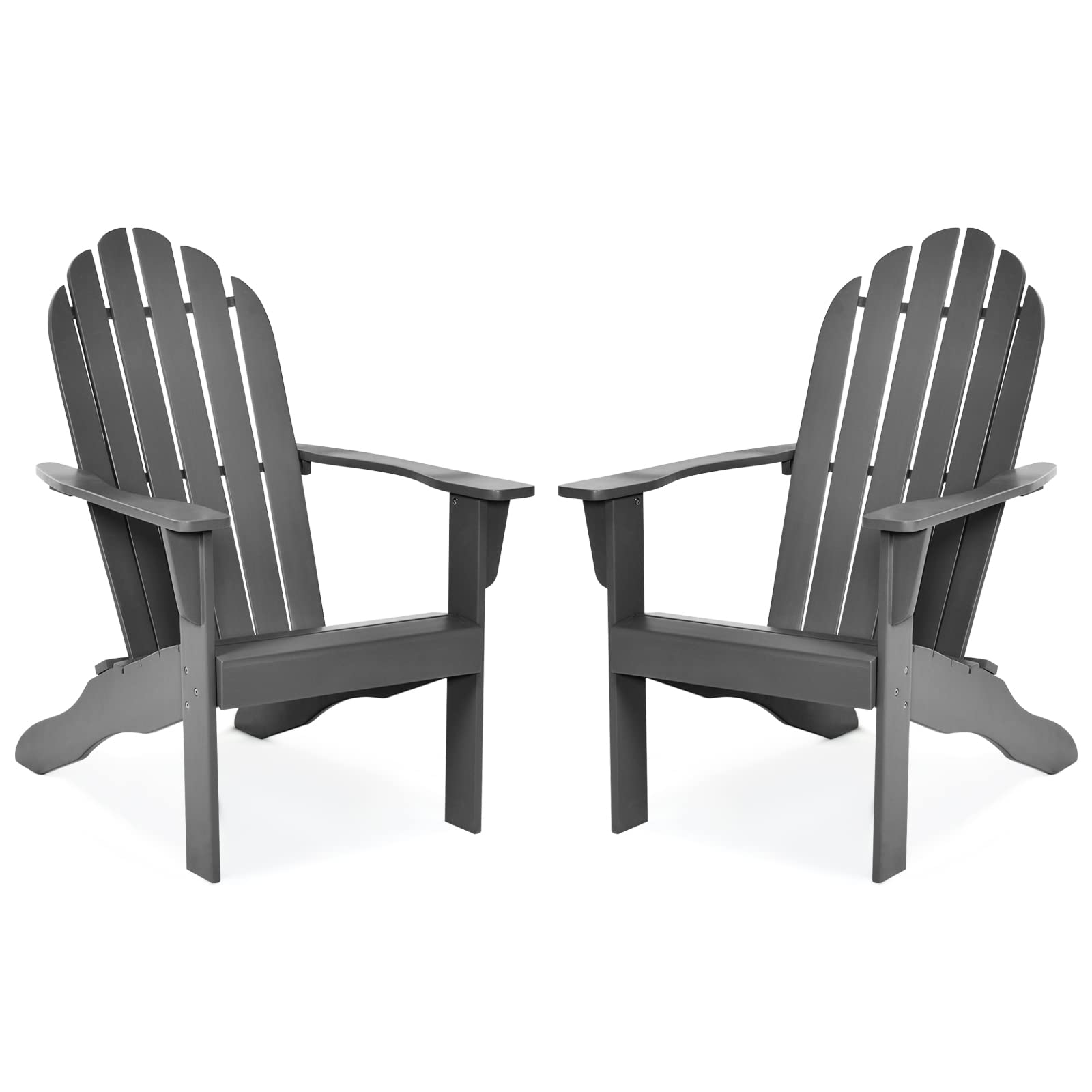 Tangkula Adirondack Chair, Acacia Wood Adirondack Lounger Chair, Outdoor Armchairs with Slatted Seating, Weather Resistant, for Patio Deck Lawn Backyard, Garden Adirondack Furniture (2, Grey)