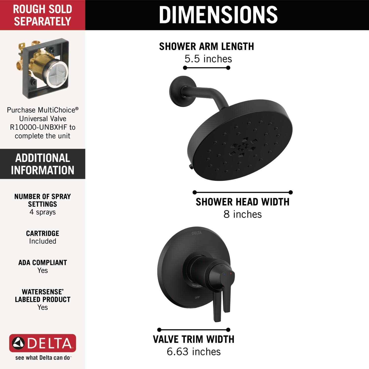 Delta Faucet T17T271-BL Galeon Tub/Shower, Matte Black