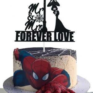 Funny Wedding Cake Topper,Bride and Groom Silhouette Wedding Cake Topper,Couple Cake Topper,Kissing Cake Topper,Super Hero Theme Wedding Cake Topper