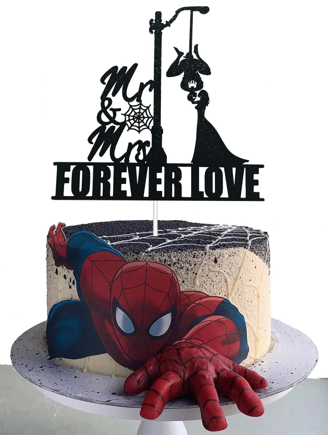 Funny Wedding Cake Topper,Bride and Groom Silhouette Wedding Cake Topper,Couple Cake Topper,Kissing Cake Topper,Super Hero Theme Wedding Cake Topper