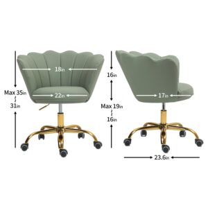 hegmentine Modern Home Office Chair Desk Chair Task with Wheels Swivel Vanity Chair Makeup Chair Height Adjustable Chairs Velvet Living Room, Bedroom (Olive Green)