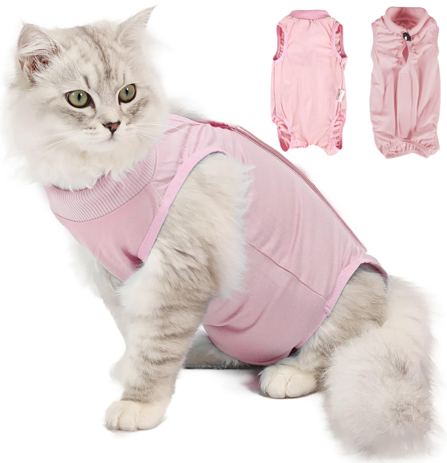 Cat Surgery Suit Surgical Cat Professional Recovery Suit for Abdominal Wounds or Skin Diseases, E-Collar Alternative for Cats and Dogs, After Surgery Wear, Cat Surgical Mask (M, Pink)