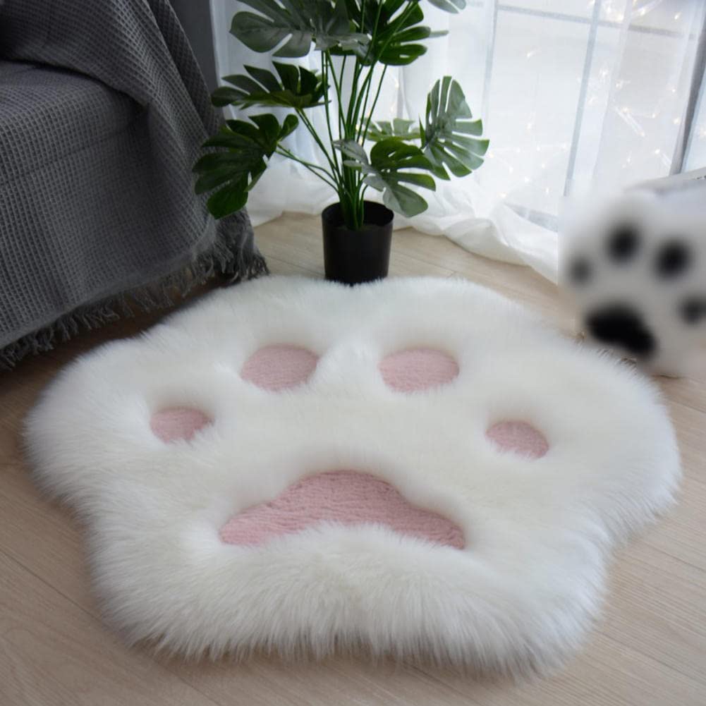 JINYISI Bedroom Rug,cat paw Rug,Area Rugs,Rugs for Bedroom,Shaggy Carpet for Kids Room,Non Slip Small Bedside Rug,Fuzzy Rug(23.6inch)