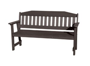 phat tommy outdoor garden bench, poly lumber outdoor furniture, weatherproof & recycled bench with back, brown