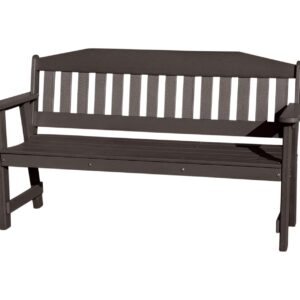 Phat Tommy Outdoor Garden Bench, Poly Lumber Outdoor Furniture, Weatherproof & Recycled Bench with Back, Brown