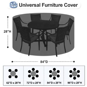 OutdoorLines Outdoor Waterproof Patio Table Furniture Set Covers - Round Couch Sectional Cover Outside Weatherproof Patio Furniture Covering for Deck, Lawn and Backyard 84" DIA x 28" H, Black