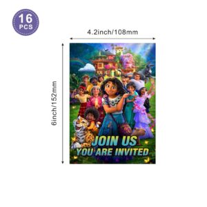 BNFUO 16 Pcs Encanto Party Favor Invitations Cards for Magic Movie Themed Birthday Party Decorations