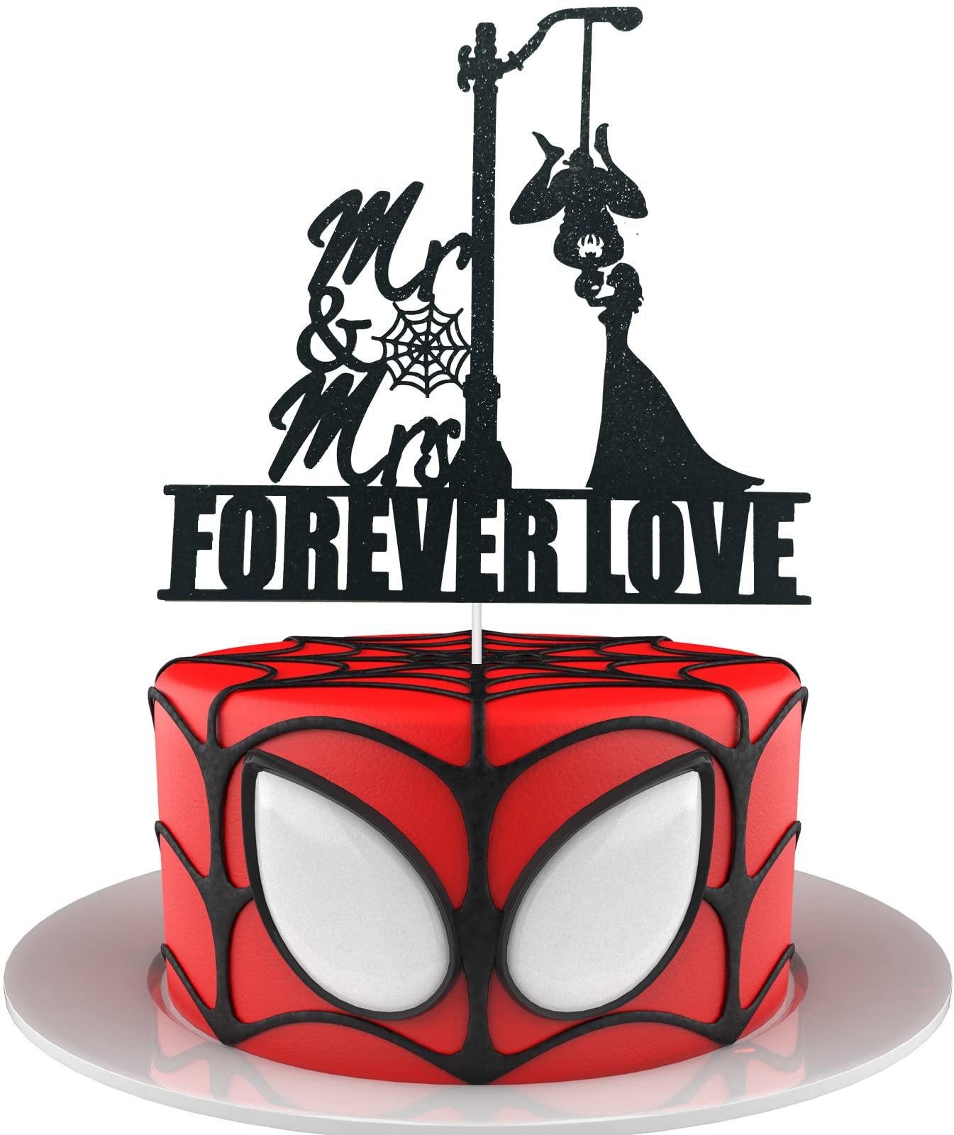 Funny Wedding Cake Topper,Bride and Groom Silhouette Wedding Cake Topper,Couple Cake Topper,Kissing Cake Topper,Super Hero Theme Wedding Cake Topper