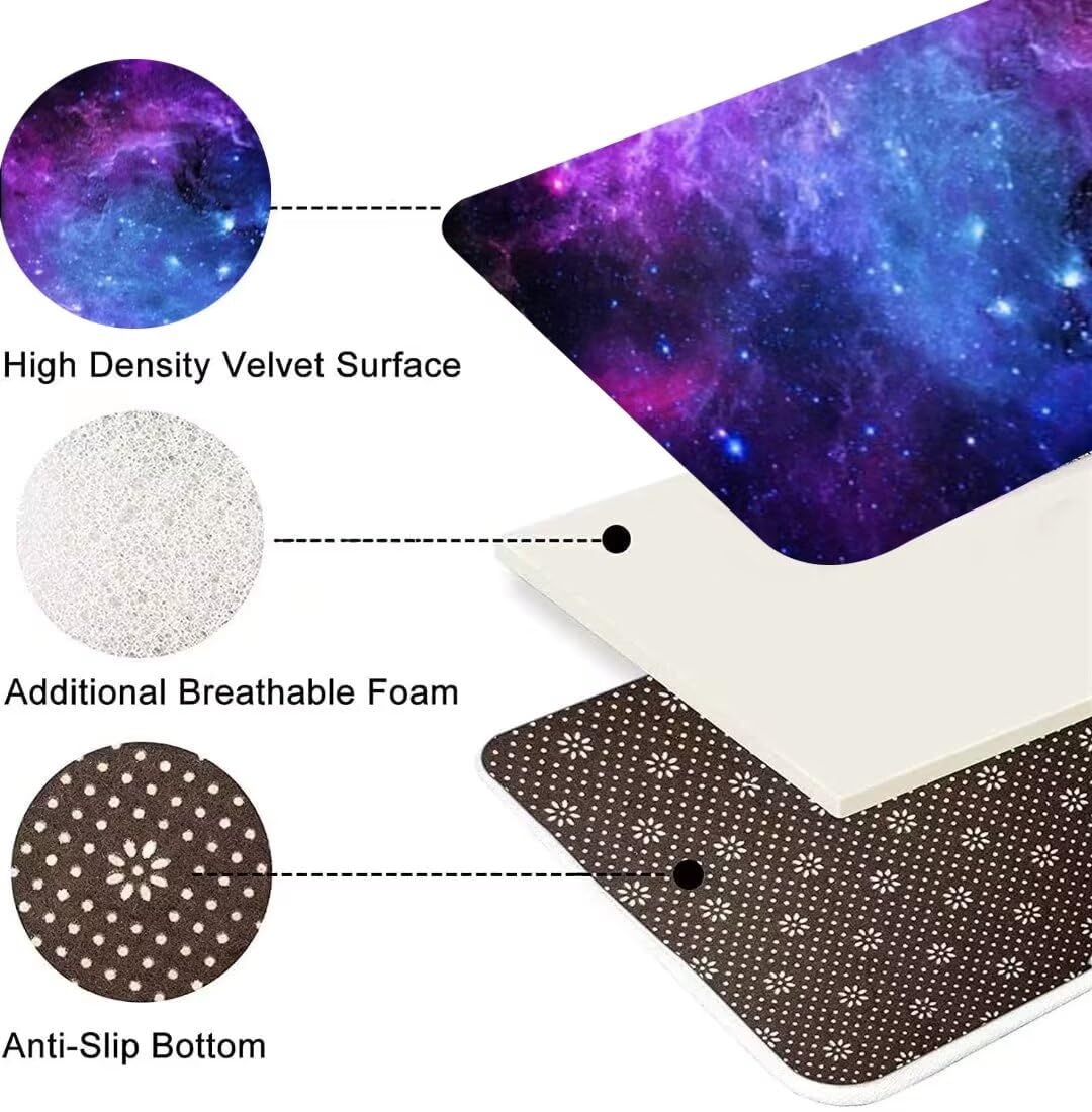 Purple Galaxy Flannel Area Rugs for Kitchen Dining Room Washable Starry Sky 3D Print Carpets Outer Space Floor Mats for Playroom Bedroom Pads,4'×6'