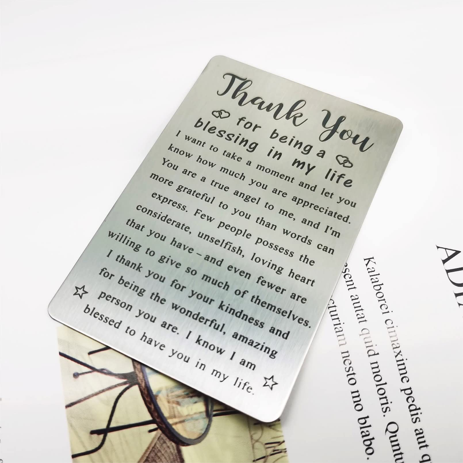 Metal Engraved Card - Thank You Gifts for Women Men - Appreciation Gifts for Friends - Thank You for Being A Blessing Card - Apprecation Gift Ideas