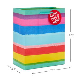 Hallmark Assorted Birthday Gift Bags (8 Bags: 4 Medium 9", 4 Large 13") Birthday Cake, Stripes, Balloons, Solids in Red, Yellow, Blue