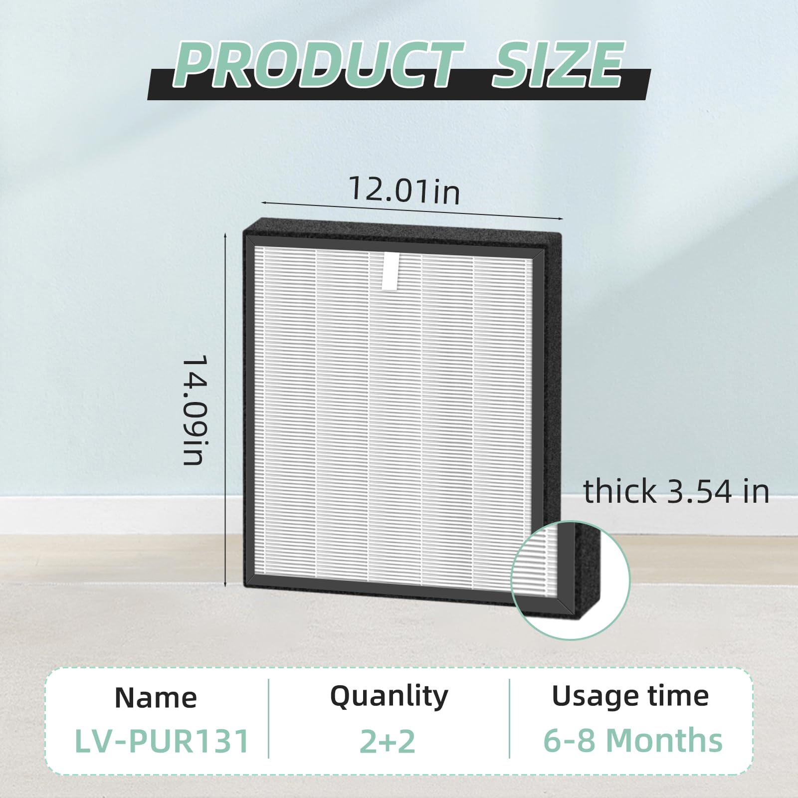 LV-PUR131 Replacement Filters Compatible with LEVOIT LV-PUR131 and LV-PUR131s Air Purifier, LV-PUR131-RF, 2 Pack True HEPA and Activated Carbon Filters