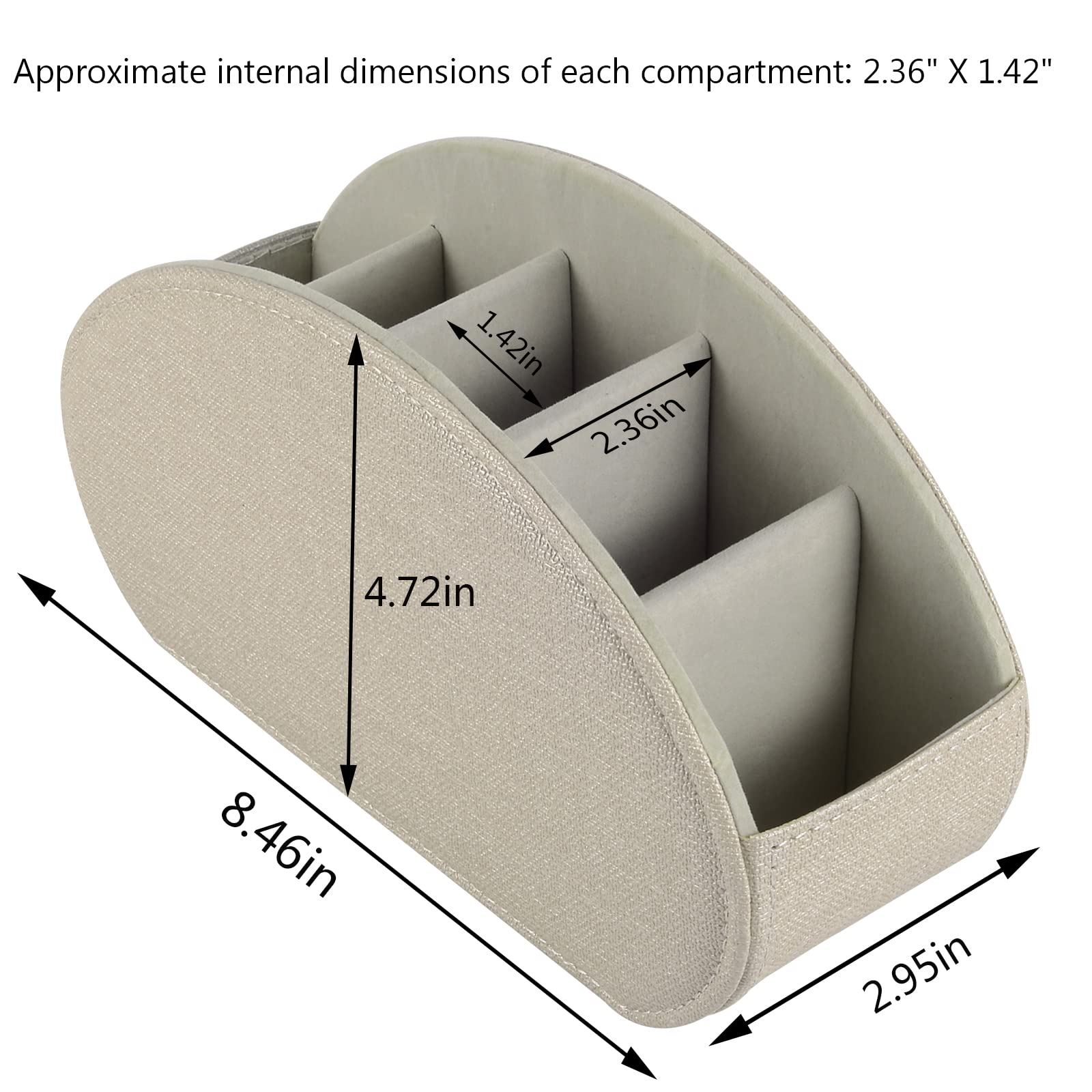 RHCSZ Remote Control Holder,TV Remote Caddy/Box with 5 Compartments,Bedside Table Organizer for Controller,Glasses,makeup brushes,jewelry and Media Player,Pen/Pencil Storage (Cream)