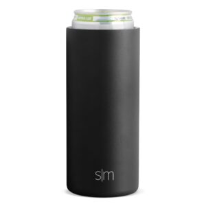 simple modern skinny can cooler for slim beer and hard selzer | vacuum insulated stainless steel drink sleeve holder gift for 12oz slim cans | ranger collection | midnight black