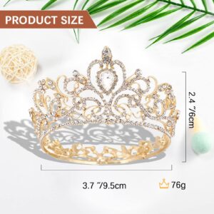 Crown Cake Topper Crystal Quinceanera Crown Princess Tiara for Women and Girls Decoration for Wedding Birthday Baby Shower Bride Hair accessories (Gold)