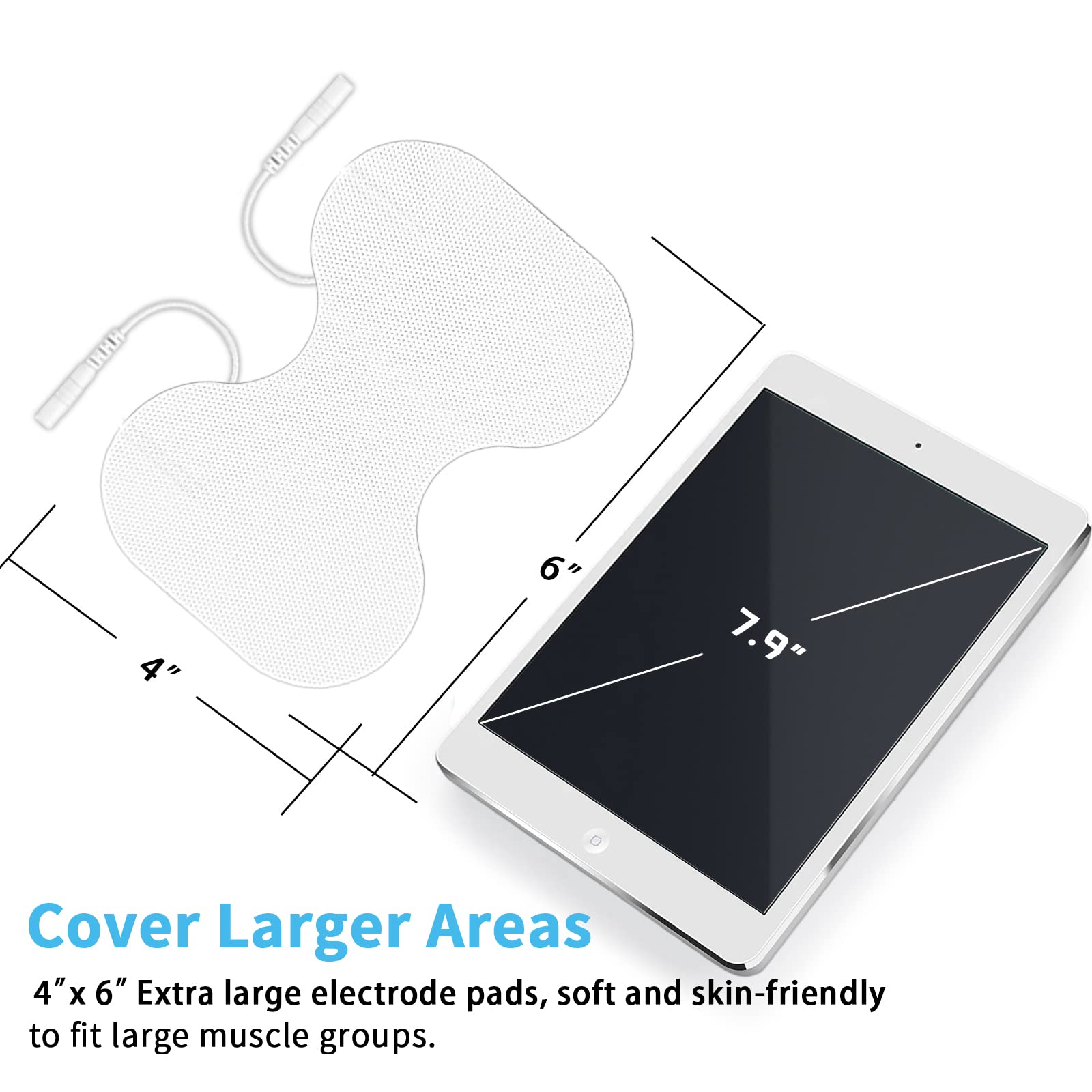 TENS Unit Replacement Pads - Pack of 6 Extra Large Butterfly Shaped Electrode Squares