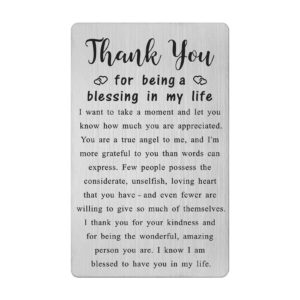 metal engraved card - thank you gifts for women men - appreciation gifts for friends - thank you for being a blessing card - apprecation gift ideas