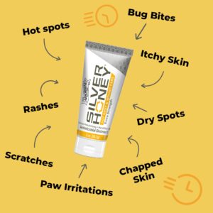 Absorbine Silver Honey Hot Spot & Wound Care Ointment 2oz Tube, Manuka Honey & MicroSilver BG, Medicated for Dogs, Cats, Small Animals