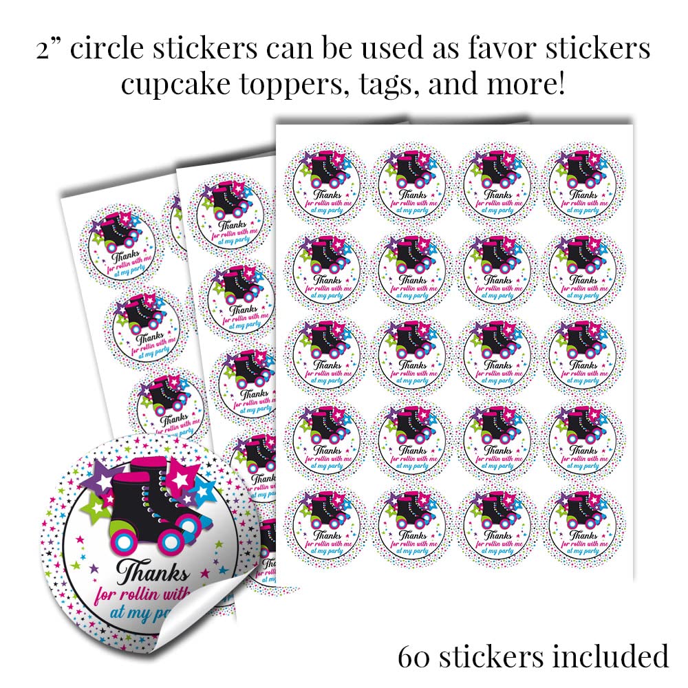 Let's Roll Star Roller Skating Birthday Party Sticker Bundle Kit - 429 Pieces!!! Includes 60 2" Circle Stickers for Favors & Bags, 45 Mini Candy Wrappers, & 324 Round Kiss Stickers by Amanda Creation