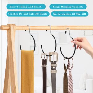 Aemygo Scarf Ring Hangers, 15 Pcs Non-Slip Belt Rack Tie Hanging Hooks Closet Accessories Scarf Organizer Storage Holders for Ties Scarves Belts Tank Tops Pashminas (Black)