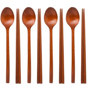 chopsticks reusable korea traditional lacquer wooden spoon chopsticks 4 pairs