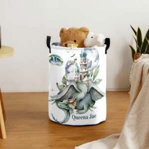 Magical Castle Dragon Storage Bin, Waterproof Oxford Fabric Clothes Basket Organizer for Laundry Hamper,Toy Bins,Gift Baskets, Bedroom, Clothes,Baby Nursery