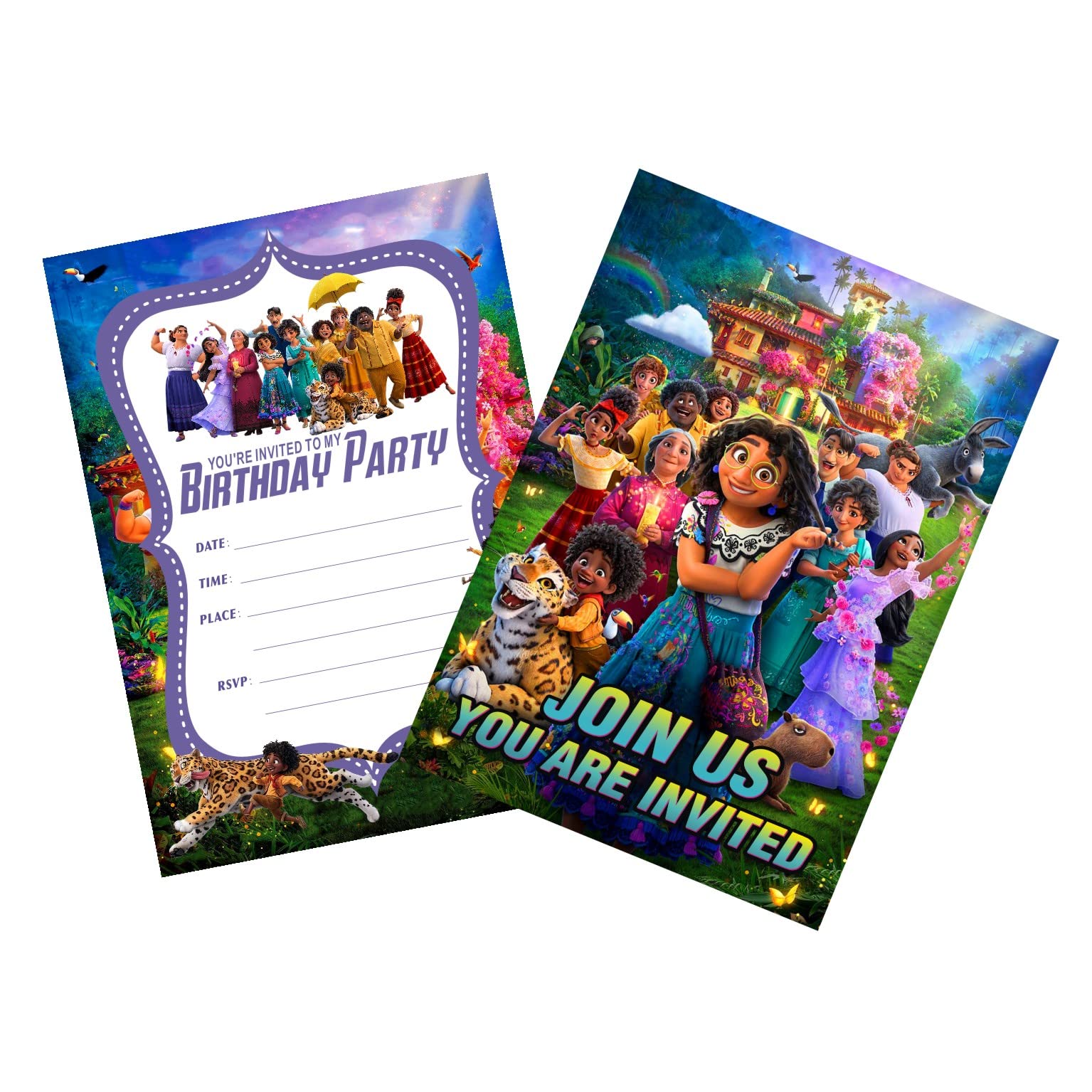 BNFUO 16 Pcs Encanto Party Favor Invitations Cards for Magic Movie Themed Birthday Party Decorations