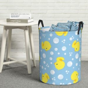 Gbuzozie 38L Round Laundry Hamper Cute Rubber Ducks Storage Basket Waterproof Coating Organizer Bin For Nursery Clothes Toys