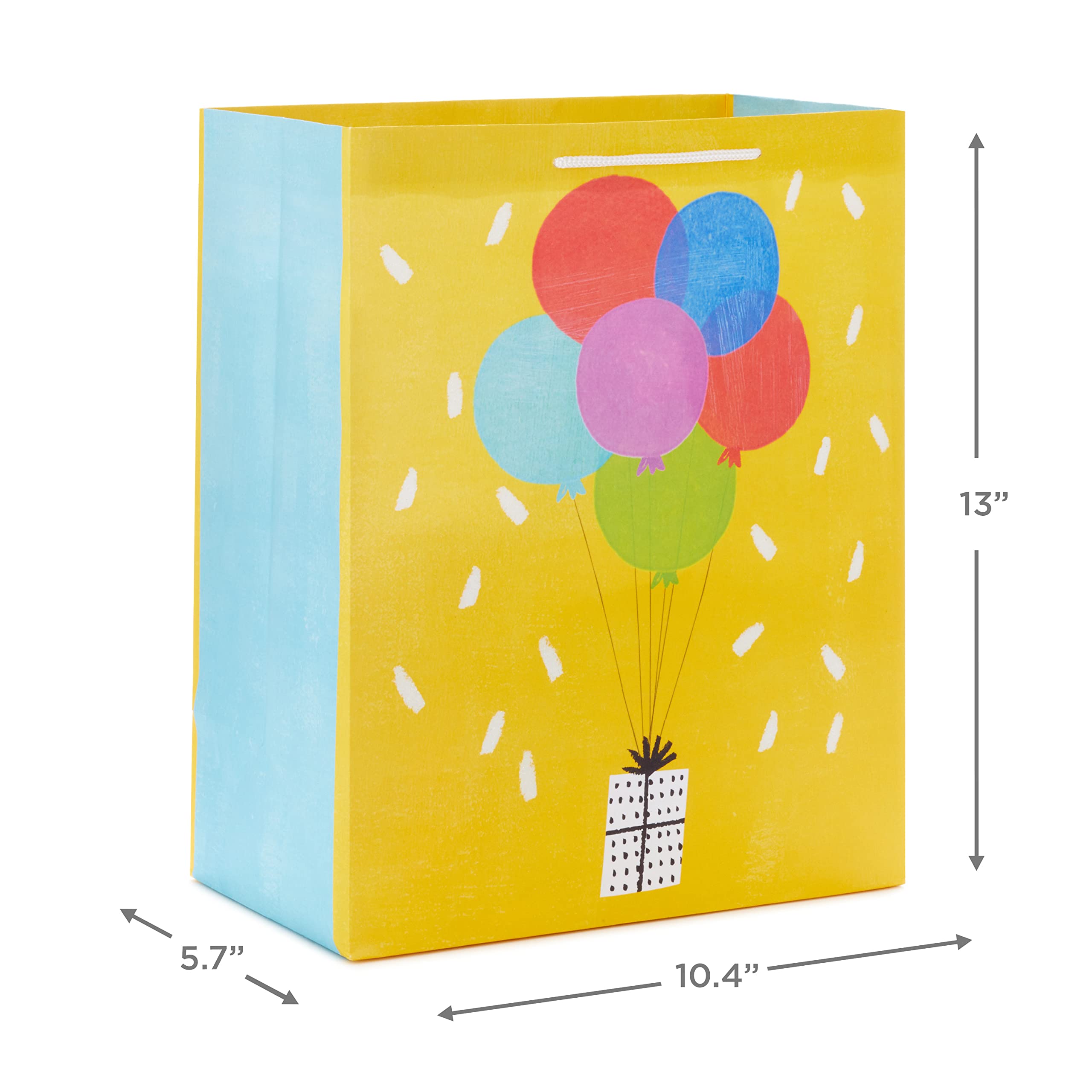 Hallmark Assorted Birthday Gift Bags (8 Bags: 4 Medium 9", 4 Large 13") Birthday Cake, Stripes, Balloons, Solids in Red, Yellow, Blue