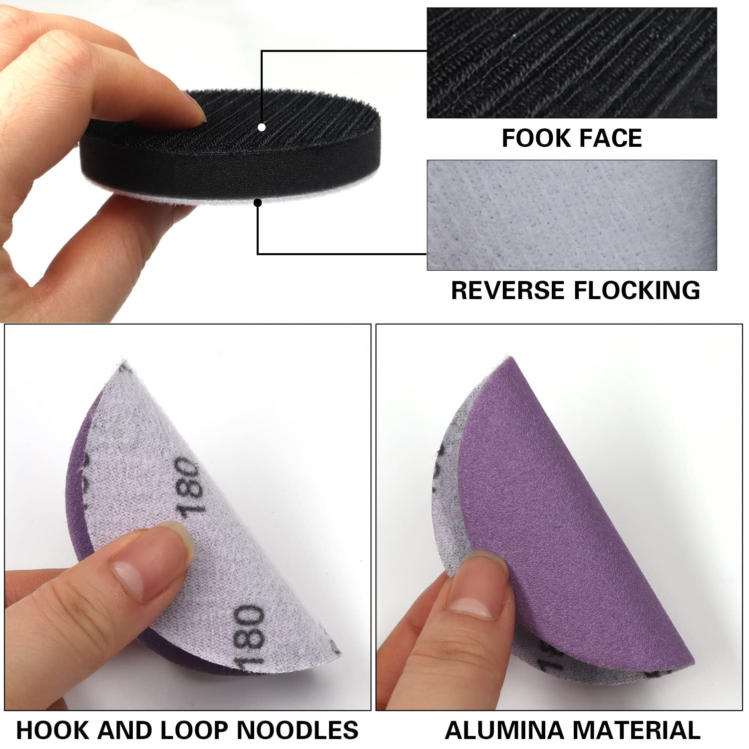 3 Inch Sanding Discs Alumina Abrasive Hook and Loop Sandpaper 600 to 5000 Grits, 1/4 in Backing Pad and Soft Foam Buffering Pad for Wood Metal Car