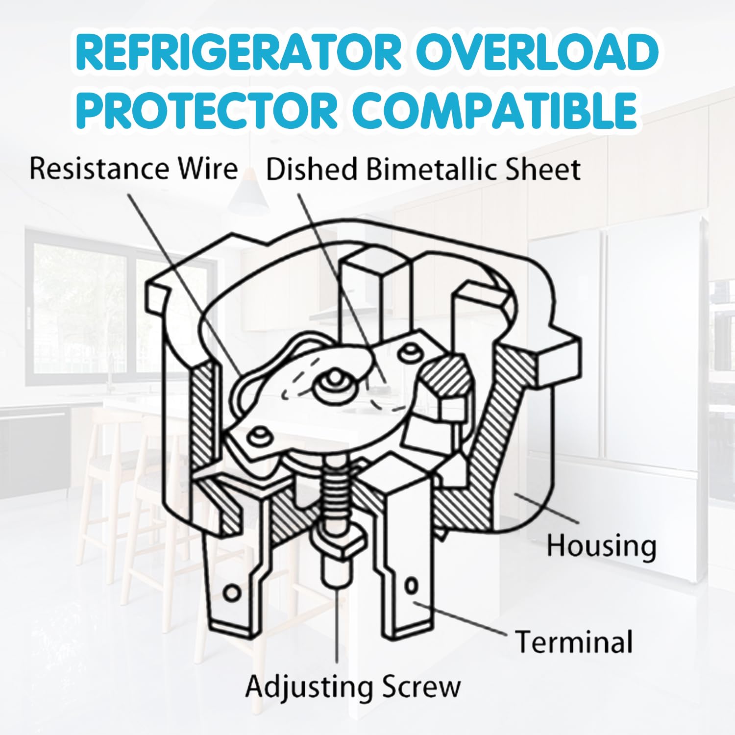 Heyiarbeit Refrigerator Thermal Overload Protector 1/5(HP) 150W Compressor Replacement Part 1 pcs