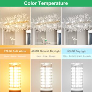 hansang 10 Pack G9 LED Bulbs 4000K Natural Daylight 6W (60W Halogen Equivalent) T4 Chandelier Light Bulbs G9 Bi Pin Ceramic Base, No-Flicker AC120V 600LM 360°Beam Angle No-Dimmable