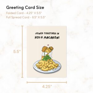 ALY LOU Funny Wedding Card, Engagement Bridesmaid Bachelorette Cards for Bride/Groom, Bridal Wedding Shower, For Him/Her, Couple, Congratulations Greeting Cards (Joined together in holy MACARONI)