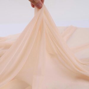 Ultrathin 4-Way Stretch Net Fabric Nylon Spandex Power Mesh Lightweight Sheer, Pre-Cut 5 Yards Long 60" Wide, (Peachy Nude)