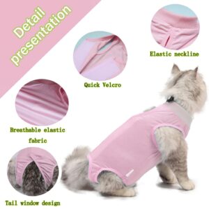 Cat Surgery Suit Surgical Cat Professional Recovery Suit for Abdominal Wounds or Skin Diseases, E-Collar Alternative for Cats and Dogs, After Surgery Wear, Cat Surgical Mask (M, Pink)