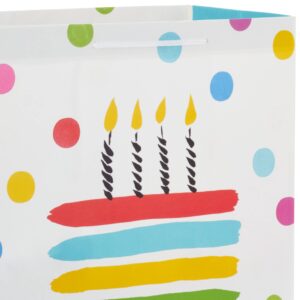 Hallmark Assorted Birthday Gift Bags (8 Bags: 4 Medium 9", 4 Large 13") Birthday Cake, Stripes, Balloons, Solids in Red, Yellow, Blue