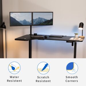 VIVO Universal 58 x 35 inch Reversible Corner Table Top for Standard and Sit to Stand Height Adjustable Home and Office Desk Frames, Black Desktop, DESK-TOP60R-B