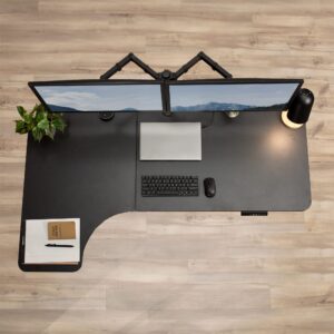 VIVO Universal 58 x 35 inch Reversible Corner Table Top for Standard and Sit to Stand Height Adjustable Home and Office Desk Frames, Black Desktop, DESK-TOP60R-B