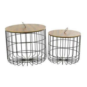 Deco 79 Contemporary Metal Storage Basket, 2 PIECES CONVENIENTLY SIZED, Brown