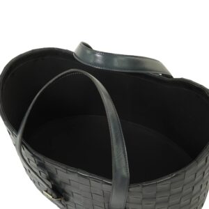 Deco 79 Leather Oval Storage Basket with Handles, Set of 2 21", 19"W, Dark Blue