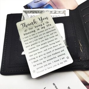 Metal Engraved Card - Thank You Gifts for Women Men - Appreciation Gifts for Friends - Thank You for Being A Blessing Card - Apprecation Gift Ideas