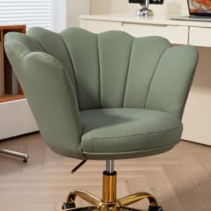 hegmentine Modern Home Office Chair Desk Chair Task with Wheels Swivel Vanity Chair Makeup Chair Height Adjustable Chairs Velvet Living Room, Bedroom (Olive Green)