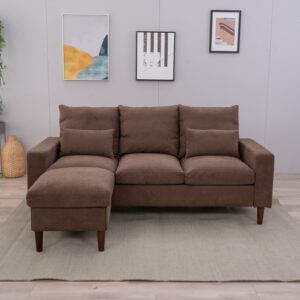 Panana Modern Convertible Reversible L-Shaped Sectional Sofa Couch Set for Small Living Room, Apartment, Office (Brown)