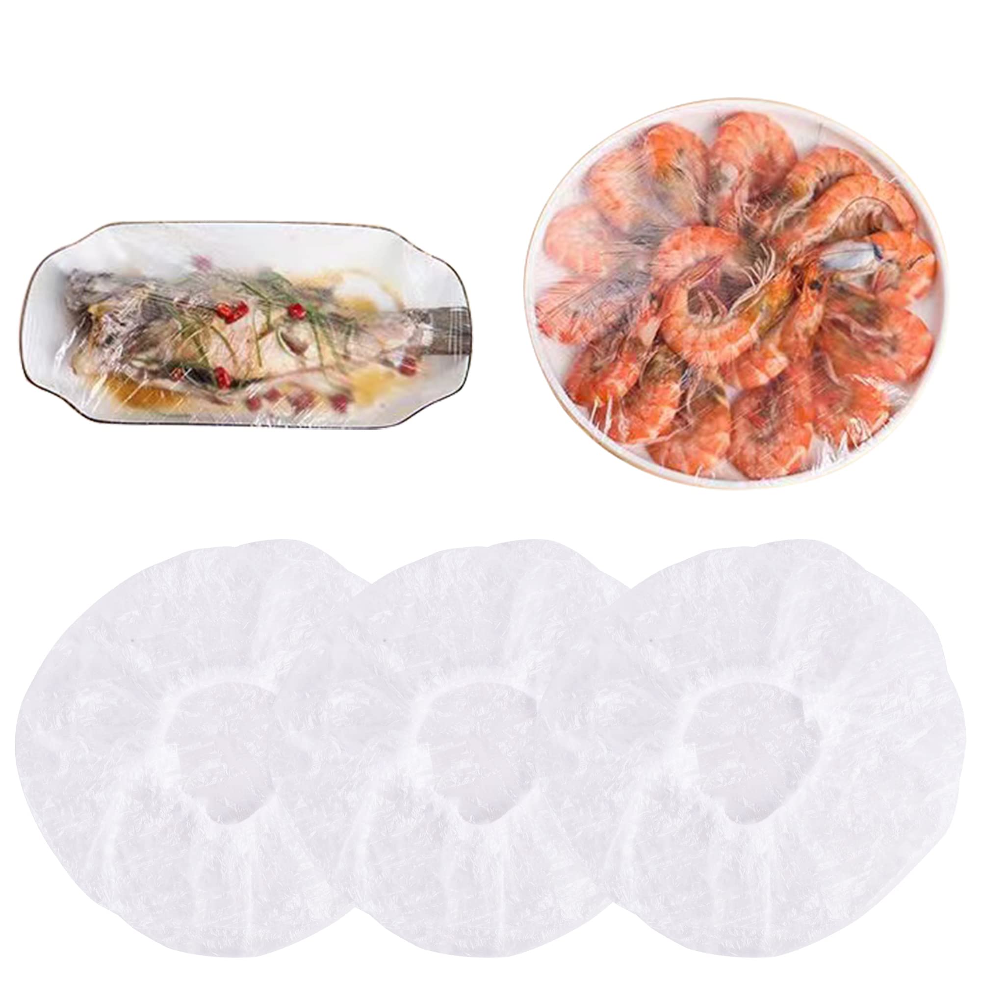 Plastic Bowl Covers Reusable, Food Cover for Outside Pack of 200, Fresh Keeping Bags, Plastic Wrap Stretch with Elastic for Outdoor Picnic, Kitchen