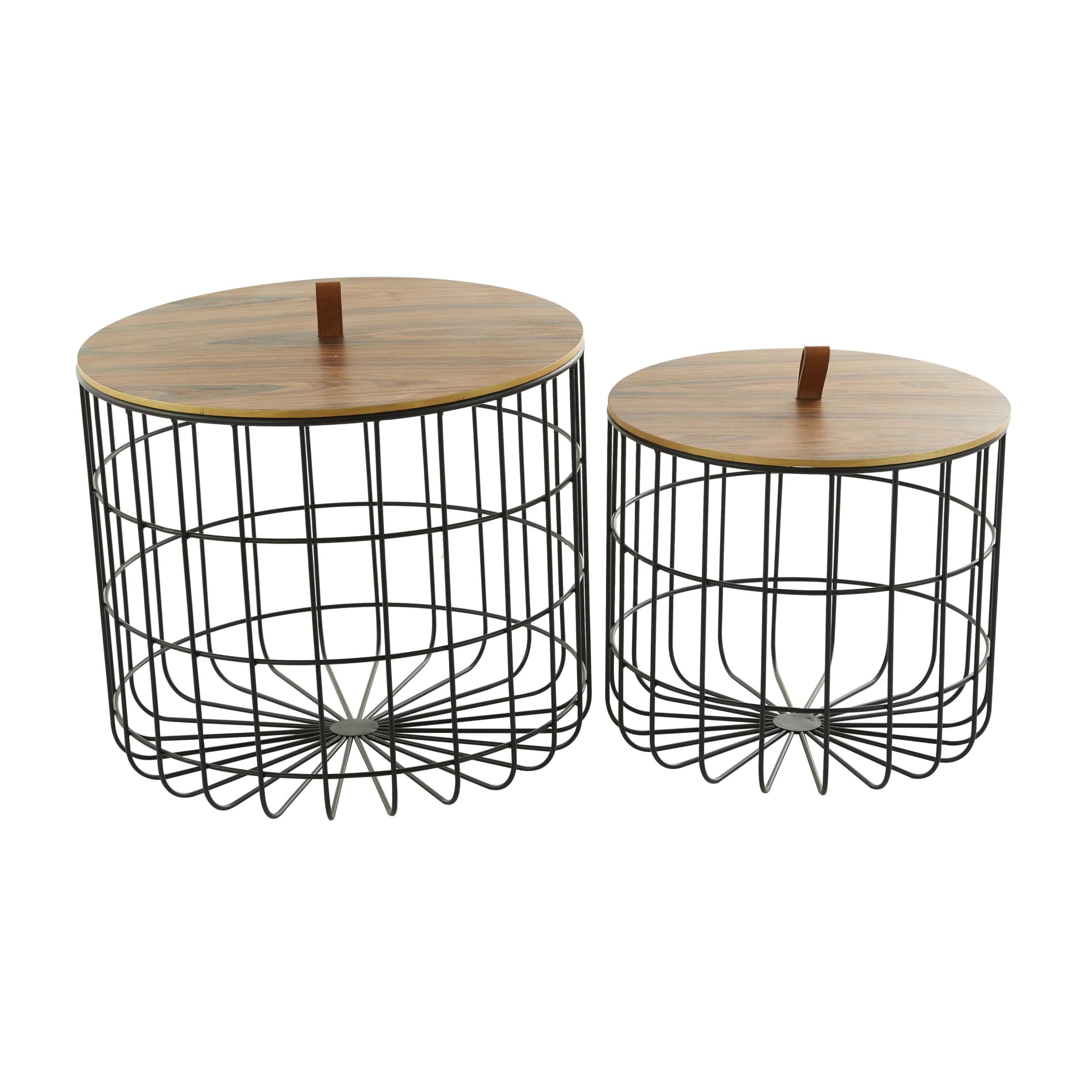 Deco 79 Contemporary Metal Storage Basket, 2 PIECES CONVENIENTLY SIZED, Brown