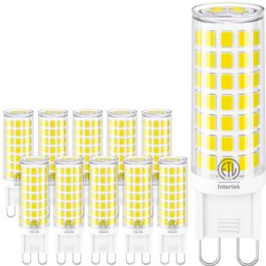 hansang 10 Pack G9 LED Bulbs 4000K Natural Daylight 6W (60W Halogen Equivalent) T4 Chandelier Light Bulbs G9 Bi Pin Ceramic Base, No-Flicker AC120V 600LM 360°Beam Angle No-Dimmable