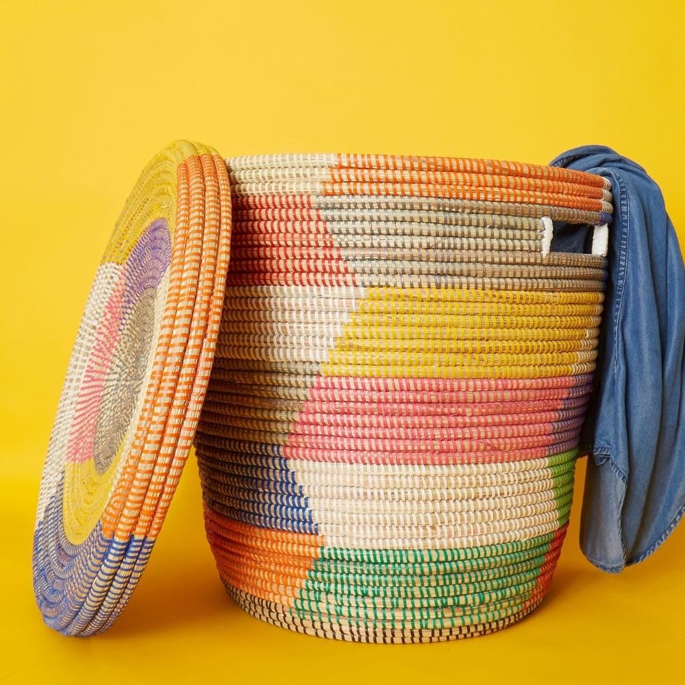 Senegalo Small/Medium Storage Basket Colorful Flat Lid