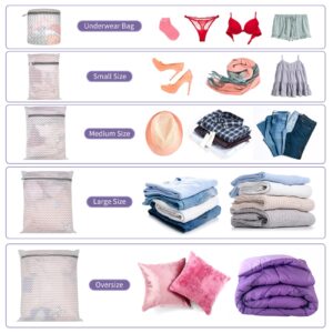 5Pcs Durable Fine Mesh Laundry Bags for Delicates with Premium Zipper, Travel Storage Organize Bag, Clothing Washing Bags for Washing Machine Laundry, Blouse, Bra, Hosiery, Stocking, Underwear (5)