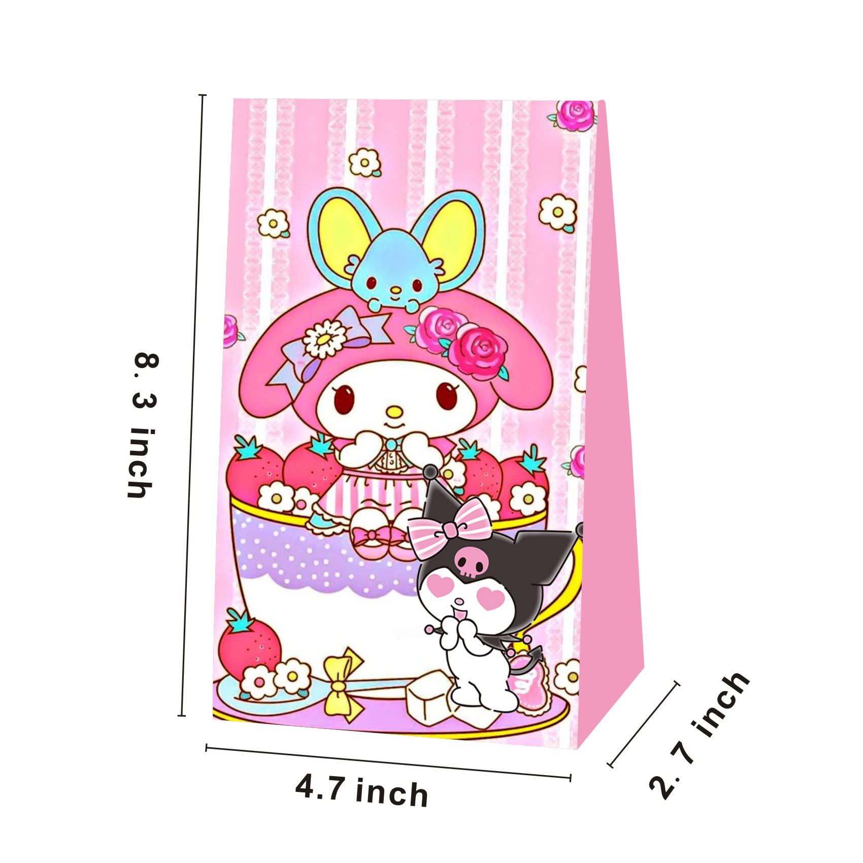 BNFUO 12 Pack Kuromi Party Favor Gift Bags for My Melody Birthday Party Decorations